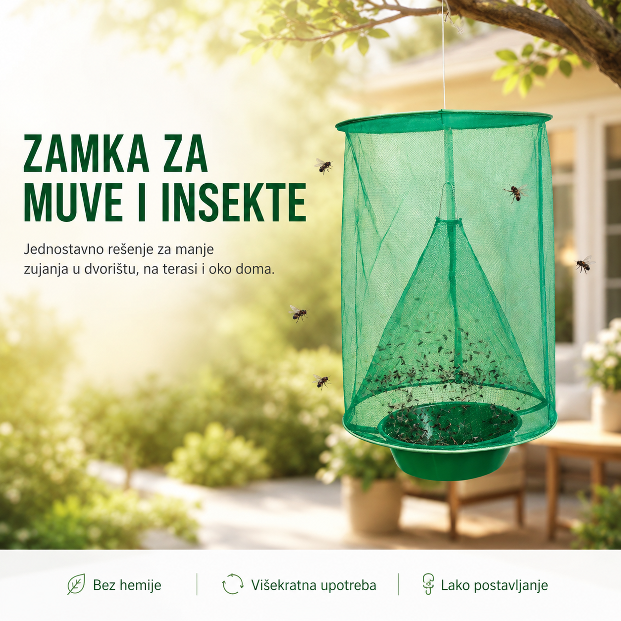 Oscilirajuća mreža za hvatanje muva insekata i buba 1+1 GRATIS