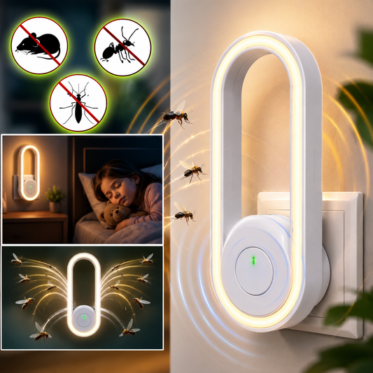 Ultrazvučni rasterivač štetočina sa LED noćnim svetlom 1+1 GRATIS